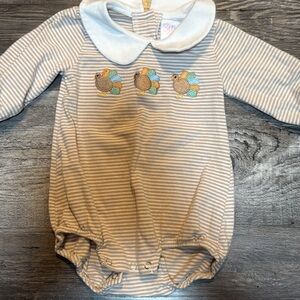 Striped Beige and White Kids One Piece